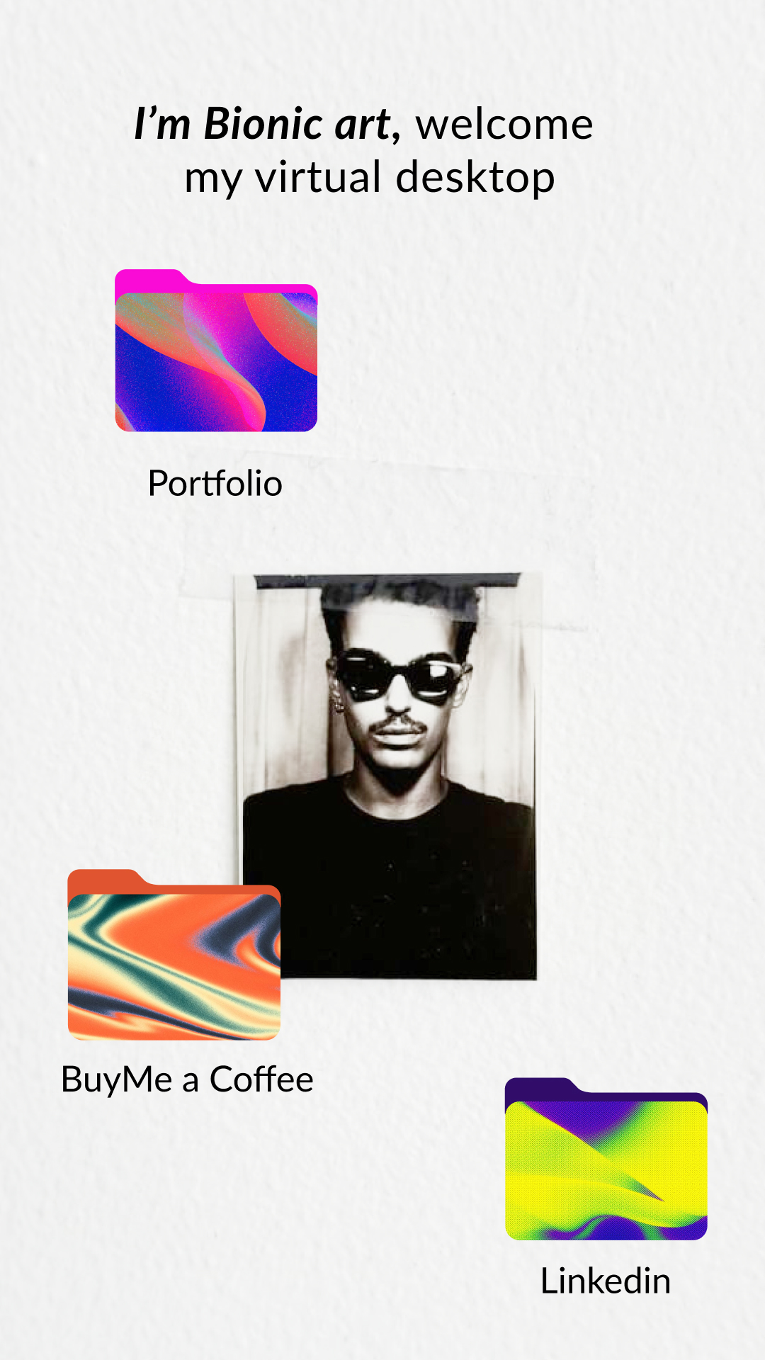 ArtBio demo — holographic folders with free placement